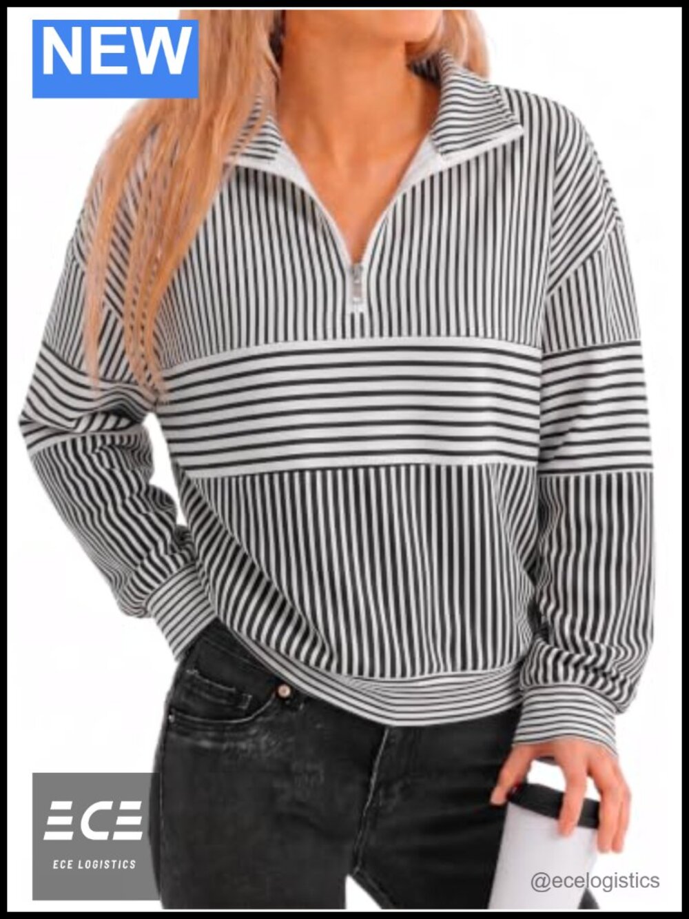 Quarter Zip Color Block Sweatshirt Long Sleeve Oversized Pullover